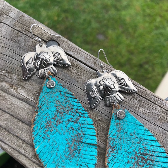 Thunderbird & Leather Feather Earrings🌿Boho - Picture 7 of 7